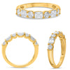ESTATE 1.3CT DIAMOND 14KT YELLOW GOLD 3D ROUND & EMERALD CUT SEMI ETERNITY RING