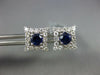 ESTATE 1.25CT DIAMOND & AAA SAPPHIRE 18K WHITE GOLD SQUARE CLASSIC STUD EARRINGS