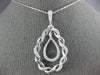 ESTATE EXTRA LARGE 1.54CT DIAMOND 18KT WHITE GOLD FLOWER TEAR DROP LOVE PENDANT
