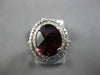 LARGE 3.24CT DIAMOND & AAA GARNET 14KT WHITE GOLD OVAL & ROUND DOUBLE HALO RING