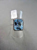 ESTATE WIDE SQUARE AAA BLUE TOPAZ & DIAMOND 8.46CTW 14KT WHITE GOLD RING