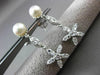 ANTIQUE .80CT DIAMOND 14K WHITE GOLD & PEARL FLOWER STAR HANGING EARRINGS #23357