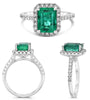 3.13CT DIAMOND & AAA EMERALD 14KT WHITE GOLD ROUND & EMERALD CUT ENGAGEMENT RING