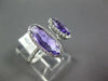 ESTATE 1.59CT DIAMOND & AAA AMETHYST 18K WHITE GOLD ELONGATED OVAL HALO FUN RING