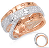 LARGE .79CT DIAMOND 14K WHITE ROSE GOLD MULTI ROW CRISS CROSS INFINITY LOVE RING