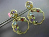 ESTATE LARGE 5.23 DIAMOND & MULTI GEM 14KT 2 TONE GOLD CLUSTER FLOWER EARRINGS