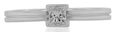.33CT DIAMOND 18K WHITE GOLD 3D PRINCESS CLASSIC SOLITAIRE BEZEL ENGAGEMENT RING