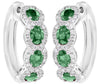 2.19CT DIAMOND & AAA EMERALD 18KT WHITE GOLD OVAL & ROUND HOOP HANGING EARRINGS