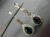 ANTIQUE 2.04CT DIAMOND & AAA SAPPHIRE 14KT WHITE GOLD 3D HANGING EARRINGS 18254