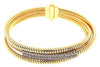 LARGE .69CT DIAMOND 18KT 2 TONE GOLD MULTI ROW CRISS CROSS SNAKE BANGLE BRACELET