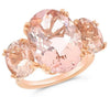 EXTRA LARGE 15.22CT DIAMOND & AAA MORGANITE 14KT ROSE GOLD 3D OVAL & ROUND RING