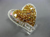 EXTRA LARGE 3.90CT WHITE & FANCY YELLOW DIAMOND 18K 2 TONE GOLD HEART LOVE RING