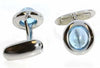 ESTATE 4.63CT AAA BLUE TOPAZ 18KT WHITE GOLD 3D ROUND CABOCHON UNISEX CUFFLINKS