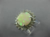 ANTIQUE LARGE 3.66CT OLD MINE DIAMOND & AAA OPAL 14KT WHITE GOLD OVAL HALO RING