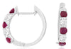 1.10CT DIAMOND & AAA RUBY 14KT WHITE GOLD 3D ROUND CHANNEL LUCIDA HOOP EARRINGS