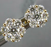 ESTATE .56CT DIAMOND 18KT YELLOW GOLD 3D CLUSTER FLOWER INVISIBLE STUD EARRINGS