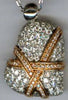 1.35CT DIAMOND 14K WHITE & ROSE GOLD 3D PAVE PUFF HEART CRISS CROSS LOVE PENDANT