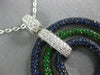 LARGE 4.32CT DIAMOND & AAA SAPPHIRE & TSAVORITE 18KT WHITE GOLD CIRCULAR PENDANT