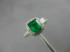 ESTATE 1.32CT DIAMOND & AAA EMERALD 14KT WHITE GOLD HALO ENGAGEMENT RING #22246