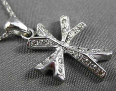 ANTIQUE SMALL .20CT DIAMOND 18KT WHITE GOLD 3 DIMENSIONAL CROSS PENDANT #22969