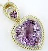 LARGE 12.14CT DIAMOND & AAA AMETHYST 14K YELLOW GOLD HEART SHAPE & ROUND PENDANT