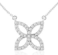 .23CT DIAMOND 14KT WHITE GOLD 3D ROUND DOUBLE INFINITY CRISS CROSS LOVE NECKLACE