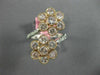 ESTATE LARGE 2.57CT WHITE & PINK DIAMOND 18KT WHITE & ROSE GOLD 3D FLOWER RING