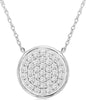 ESTATE .33CT DIAMOND 14KT WHITE GOLD 3D CLASSIC PAVE CIRCULAR LOVE NECKLACE