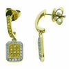 .58CT WHITE & FANCY YELLOW DIAMOND 18KT 2 TONE GOLD OCTAGON FUN HANGING EARRINGS