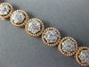 ESTATE WIDE 4.53CT DIAMOND 14KT WHITE & ROSE GOLD CLUSTER FLOWER TENNIS BRACELET