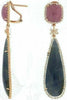 ESTATE LARGE 42.0CT DIAMOND & AAA PINK & BLUE SAPPHIRE 14K ROSE GOLD 3D EARRINGS