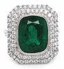 LARGE 8.53CT DIAMOND AAA EMERALD 18KT WHITE GOLD CUSHION OCTAGON ENGAGEMENT RING