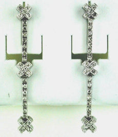 ESTATE .33CT DIAMOND 14KT WHITE GOLD 3D ROUND X BY THE YARD FUN HANGING EARRINGS