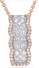 1.23CT DIAMOND 14KT WHITE & ROSE GOLD MULTI ROW PAVE SEMI CIRCULAR BAR PENDANT