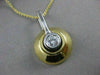 ESTATE LARGE DIAMOND BEZEL SOLITAIRE 14K 2 TONE GOLD HANGING DOMED PENDANT 11900