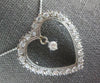 ESTATE LARGE 1.15CT DIAMOND 14KT WHITE GOLD 3D SOLITAIRE OPEN HEART LOVE PENDANT