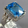 EXTRA LARGE 7.66CT DIAMOND & AAA BLUE TOPAZ 14KT WHITE GOLD CUSHION & ROUND RING