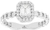.45CT DIAMOND 14KT WHITE GOLD ROUND & BAGUETTE SQUARE MULTI LINK FRIENDSHIP RING