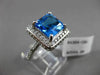 ESTATE LARGE 9.85CT DIAMOND & AAA BLUE TOPAZ 14KT WHITE GOLD 3D SQUARE HALO RING