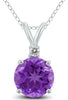 .62CT DIAMOND & AAA AMETHYST 14KT WHITE GOLD 3D CLASSIC ROUND FLOATING PENDANT