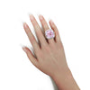 LARGE 41.89CT DIAMOND & AAA KUNZITE 18KT WHITE GOLD CUSHION & ROUND SQUARE RING