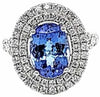 LARGE 4.45CT DIAMOND & AAA TANZANITE 18K WHITE GOLD OVAL & ROUND ENGAGEMENT RING