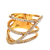 ESTATE LARGE .89CT DIAMOND 18K YELLOW GOLD 3D CLASSIC MULTI ROW CRISS CROSS RING