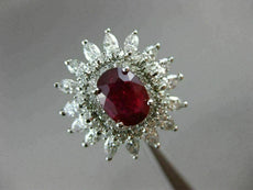 ESTATE LARGE 4.35CT DIAMOND & AAA RUBY 18KT WHITE GOLD ENGAGEMENT COCKTAIL RING