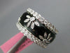 WIDE 1.44CT DIAMOND & BLACK ENAMEL 18K WHITE GOLD MULTI FLOWER ETERNITY FUN RING