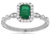 .81CT DIAMOND & AAA EMERALD 14KT WHITE GOLD EMERALD CUT FILIGREE ENGAGEMENT RING