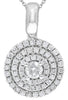 .65CT DIAMOND 14KT WHITE GOLD 3D SOLITAIRE TRIPLE HALO FLOWER FLOATING PENDANT