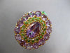 EXTRA LARGE 27.1CT AAA AMETHYST & AAA TSAVORITE 18K YELLOW GOLD OVAL FLOWER RING