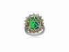 GIA CERTIFIED 15.02CT DIAMOND & AAA EMERALD 18K 2 TONE GOLD HALO ENGAGEMENT RING