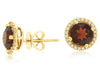 2.95CT DIAMOND & AAA GARNET 14KT YELLOW GOLD 3D ROUND HALO FLOWER STUD EARRINGS